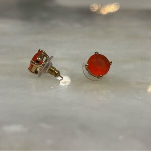 Kate Spade Stud Earrings - Gold Tone - Coral/Orange